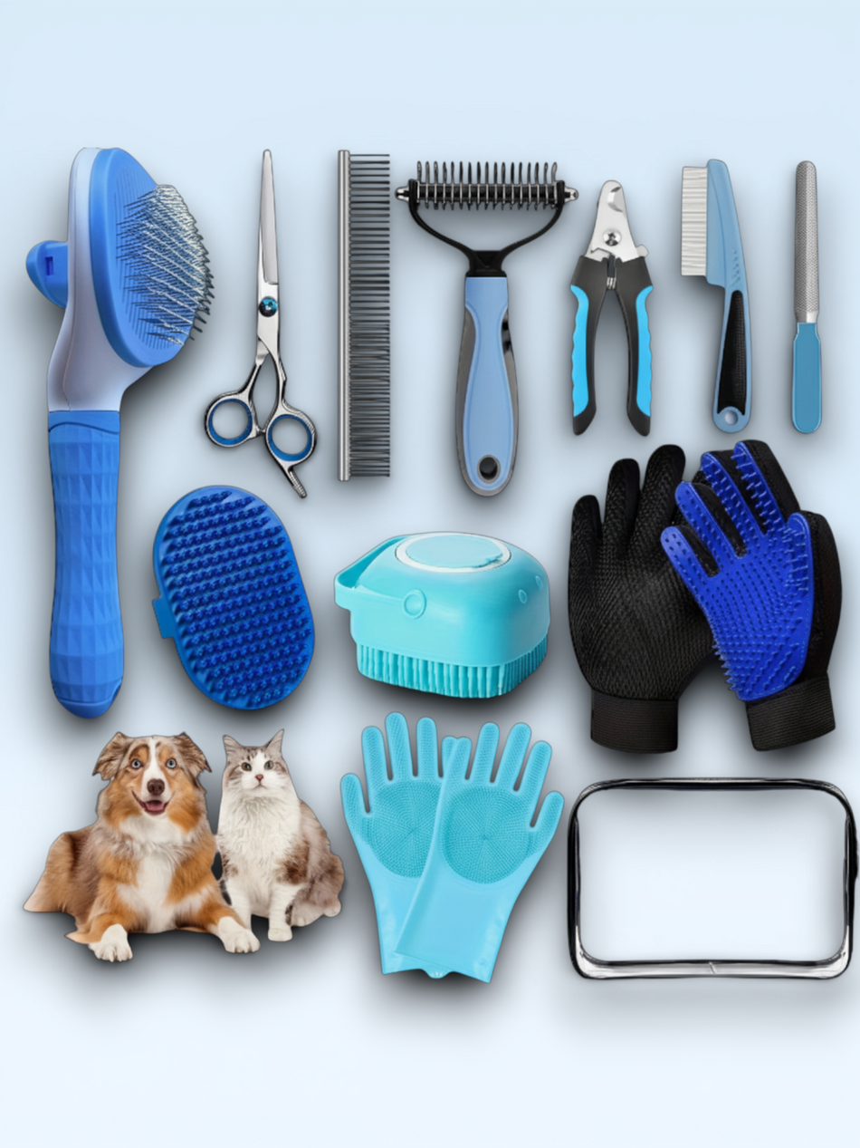 Professional 13-Piece Pet Grooming & Shedding Kit — Complete Dog & Cat Grooming Set